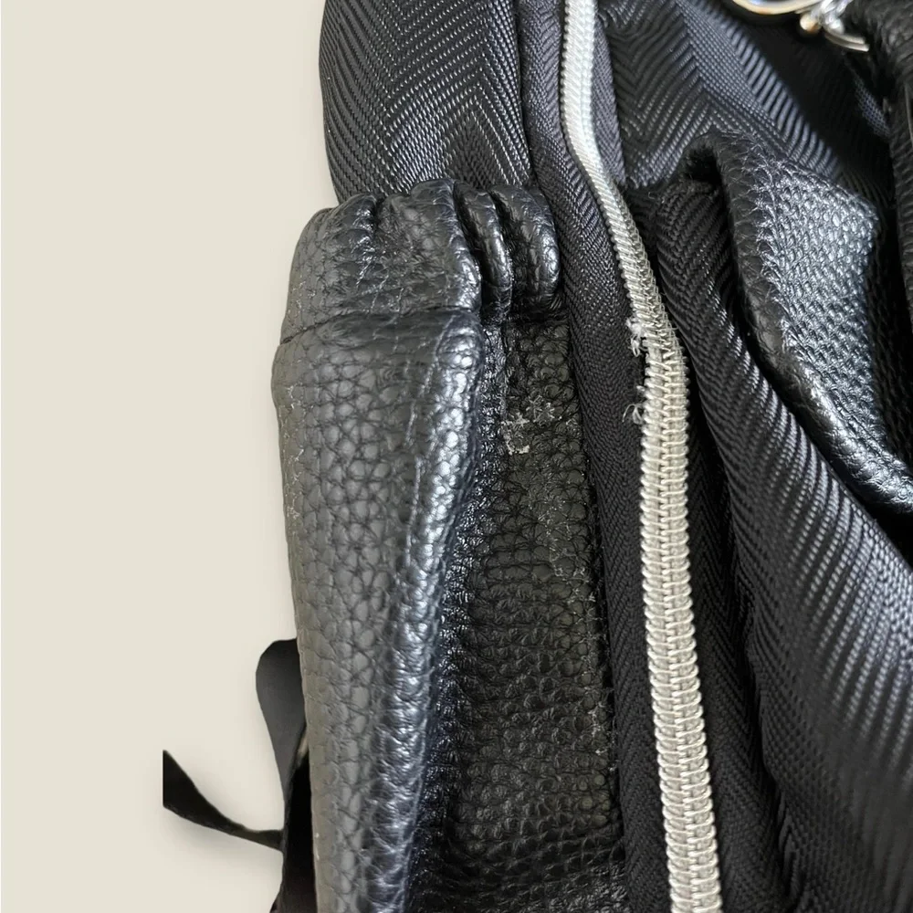 Itzy Ritzy Leather Large Diaper Backpack‎ Bag Travel Black 15
